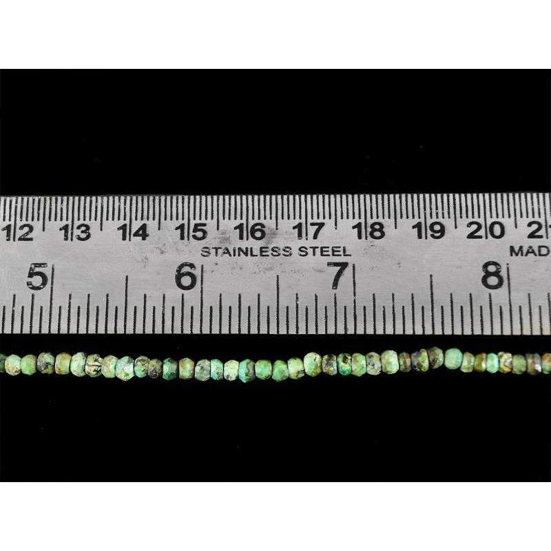 gemsmore:Natural Turquoise Beads Strand Round Shape Faceted Drilled