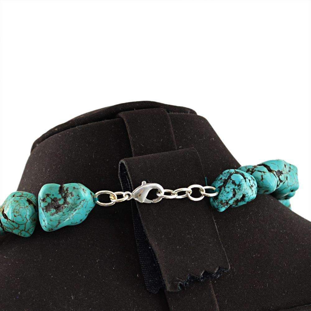 gemsmore:Natural Turquoise Necklace Single Strand Untreated Beads