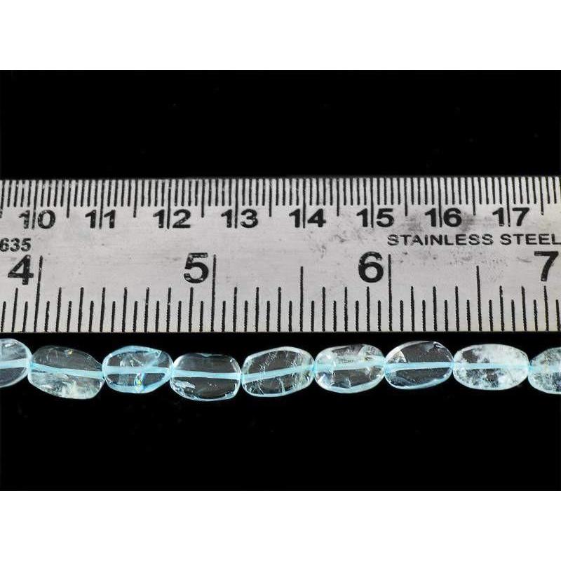gemsmore:Natural Unheated Blue Aquamarine Drilled Beads Strand