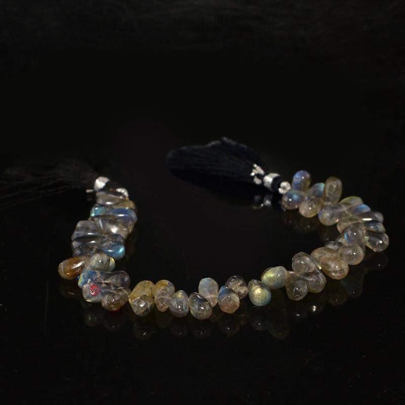 gemsmore:Natural Unheated Blue Flash Labradorite Beads Strand