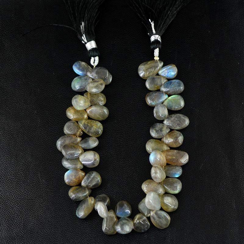 gemsmore:Natural Unheated Blue Flash Labradorite Beads Strand