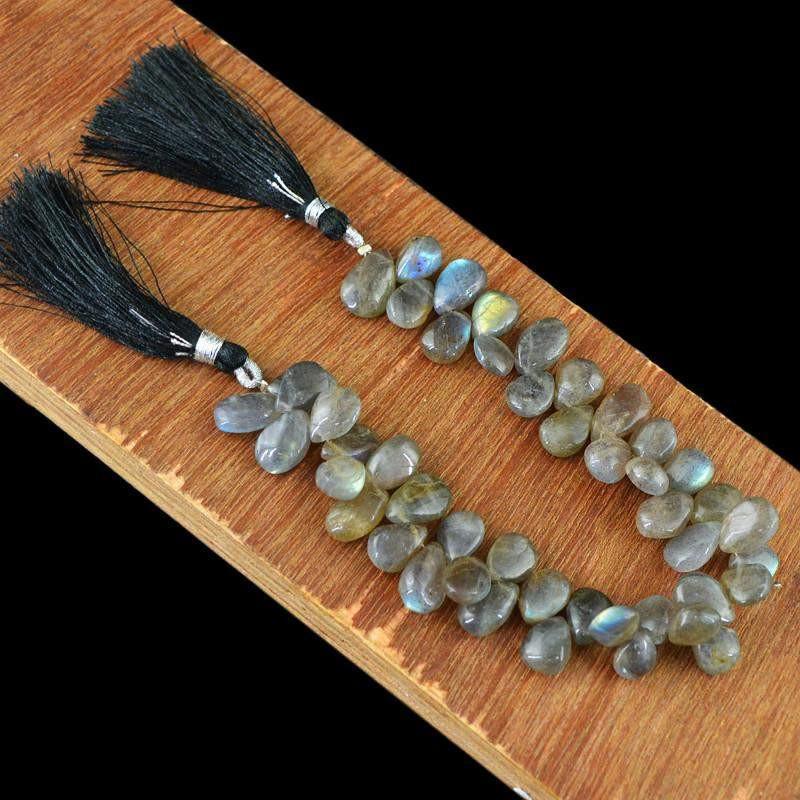 gemsmore:Natural Unheated Blue Flash Labradorite Beads Strand