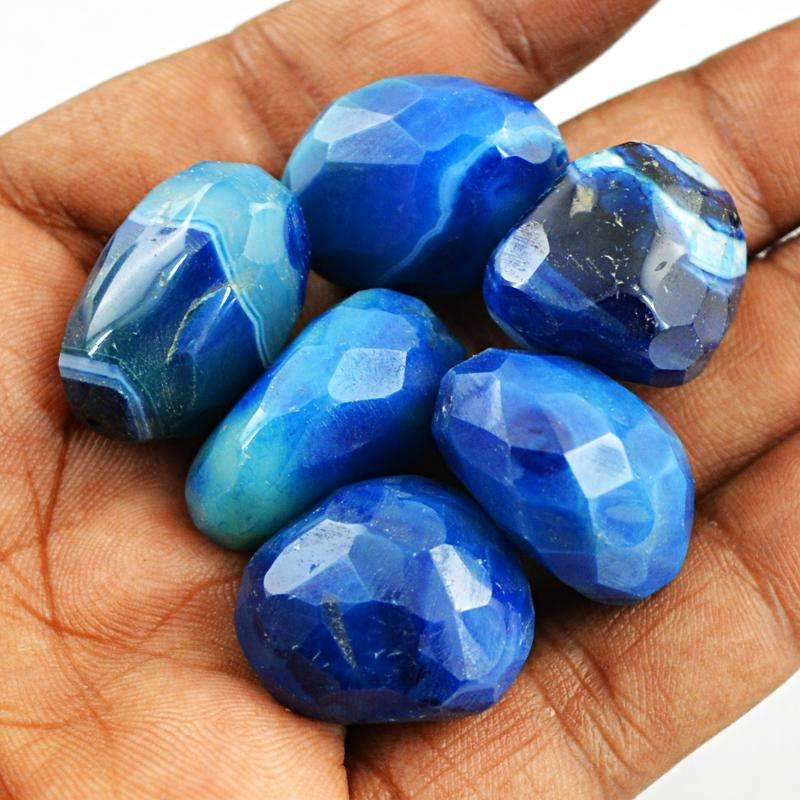 gemsmore:Natural Unheated Blue Onyx Beads Lot Faceted Drilled