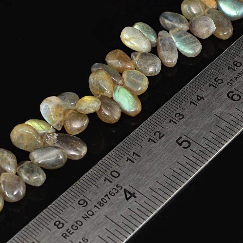 gemsmore:Natural Unheated Golden Flash Labradorite Beads Strand