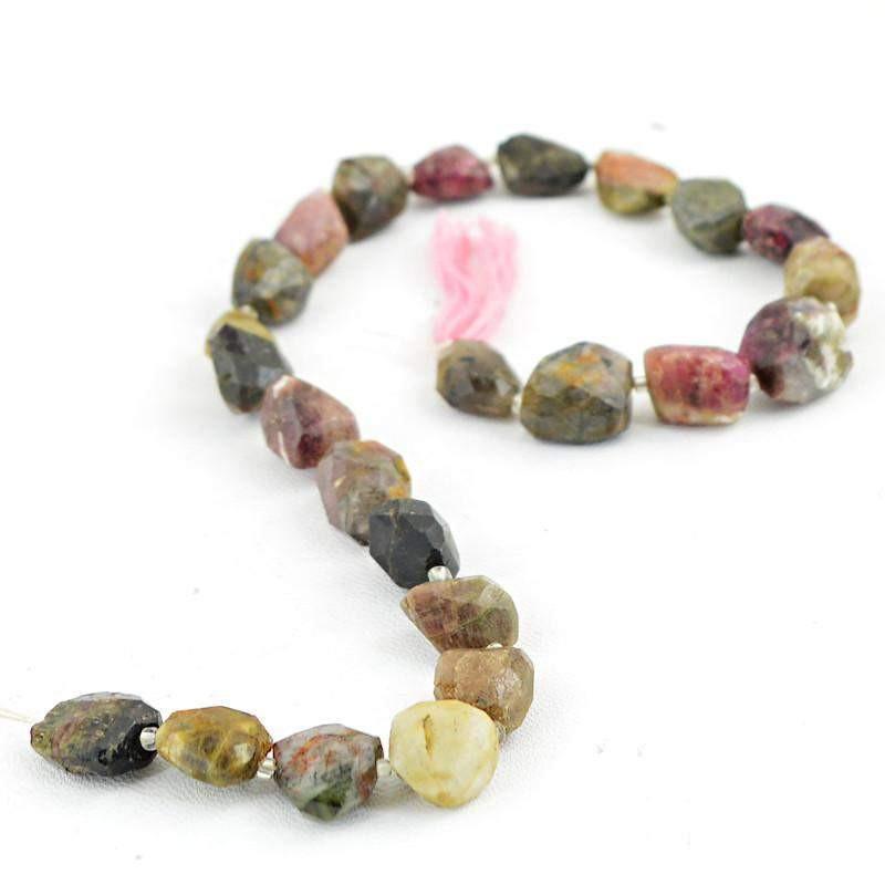 gemsmore:Natural Unheated Watermelon Tourmaline Faceted Beads Strand