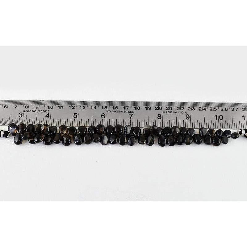 gemsmore:Natural Untreated Black Onyx Drilled Beads Strand
