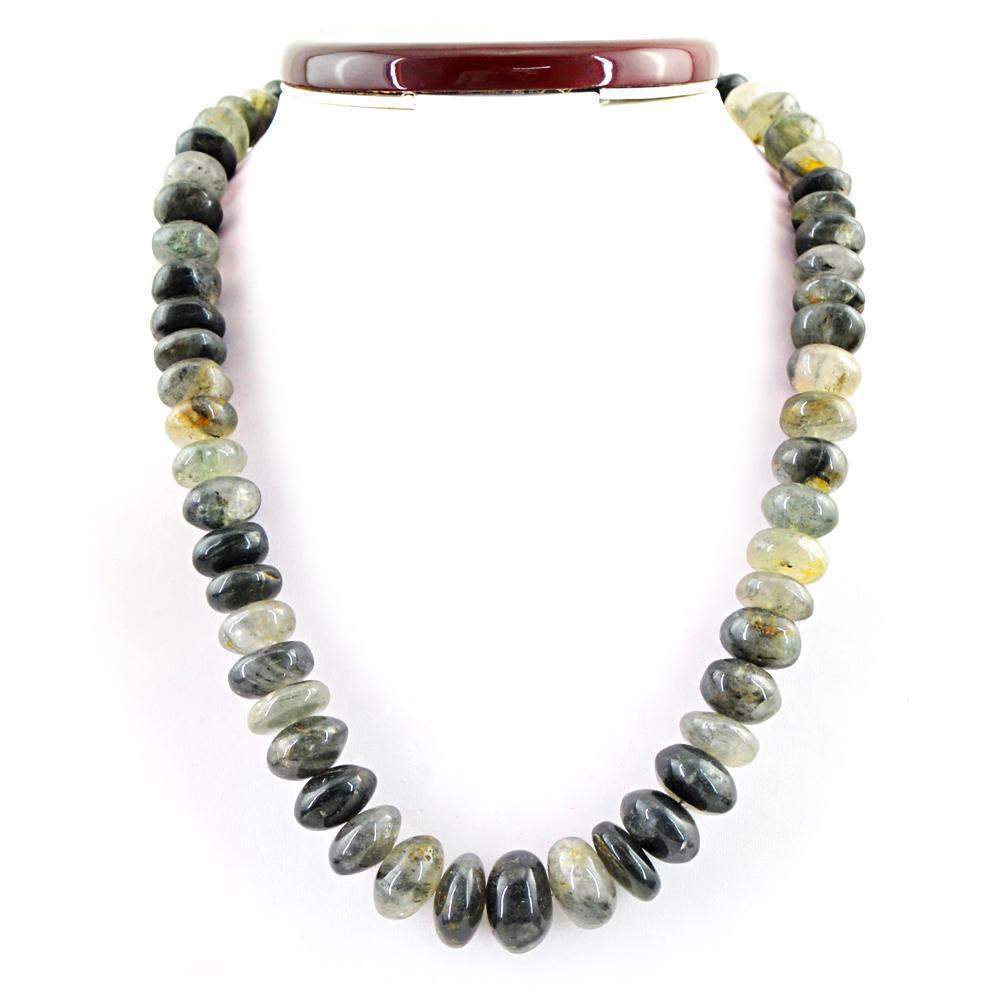gemsmore:Natural Untreated Black Rutile Quartz Necklace Round Shape Beads