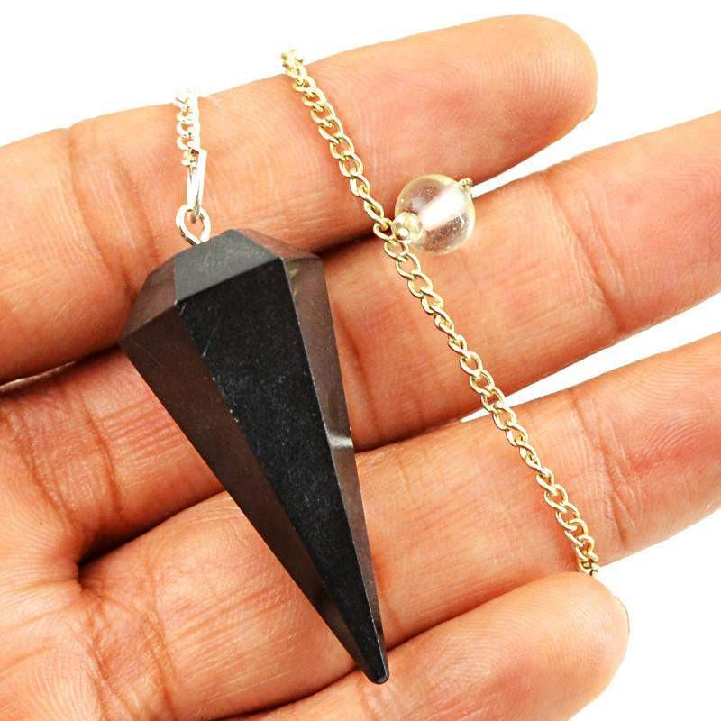 gemsmore:Natural Untreated Black Spinel Healing Pendulum
