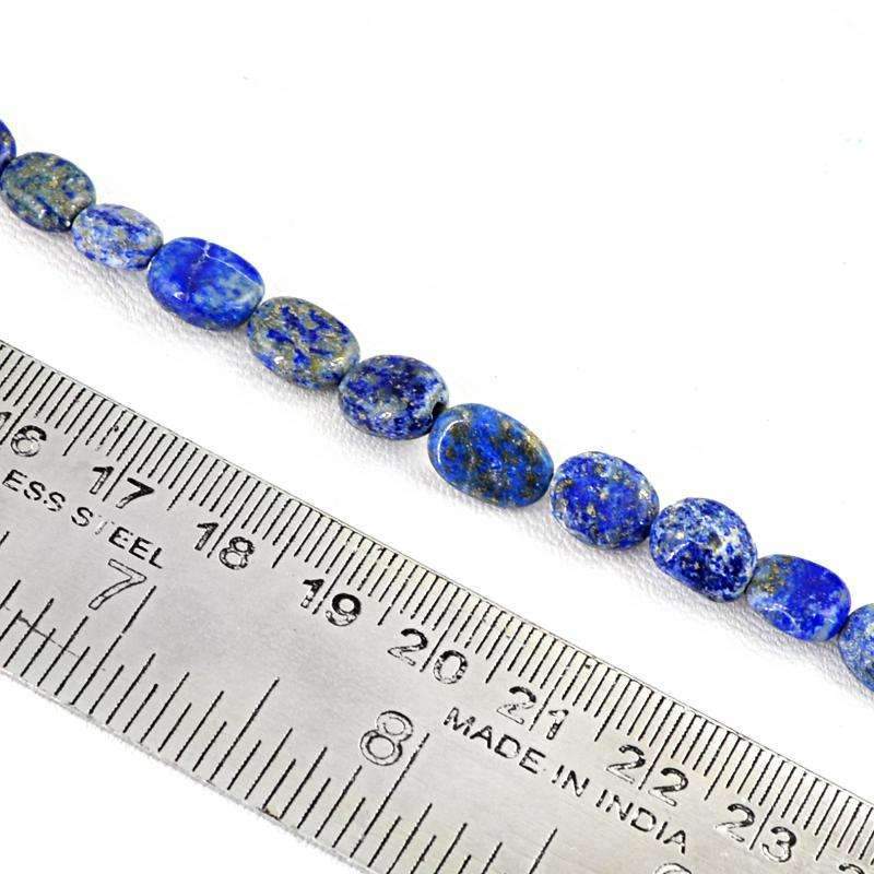 gemsmore:Natural Untreated Blue Lapis Lazuli Beads Strand - Drilled