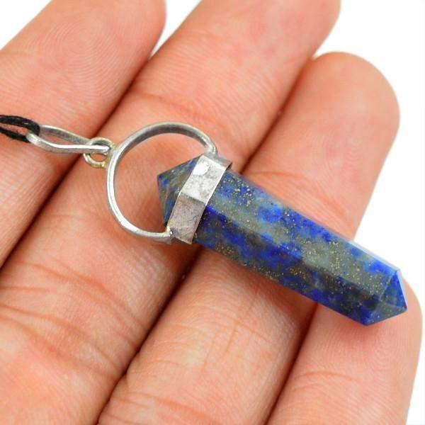 gemsmore:Natural Untreated Blue Lapis Lazuli Healing Point Pendant