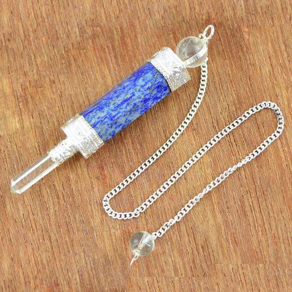 gemsmore:Natural Untreated Blue Lapis Lazuli Meditation Healing Ball Point Pendulum