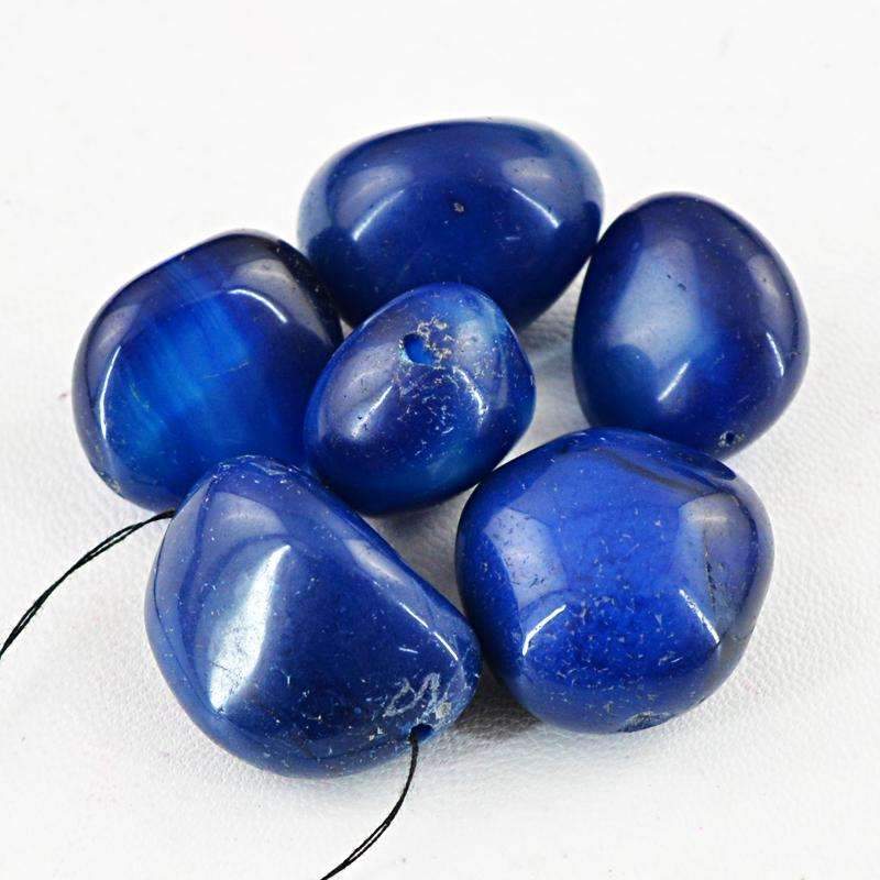 gemsmore:Natural Untreated Blue Onyx Drilled Beads Lot