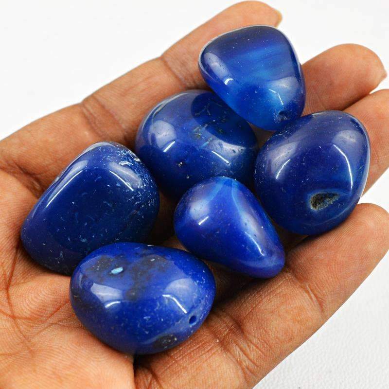 gemsmore:Natural Untreated Blue Onyx Drilled Beads Lot