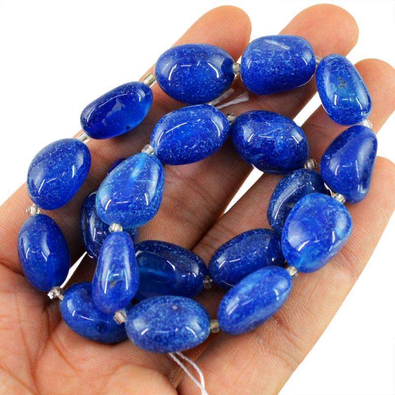 gemsmore:Natural Untreated Blue Onyx Drilled Beads Strand