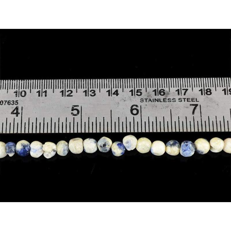 gemsmore:Natural Untreated Blue Sodalite Round Shape Beads Strand