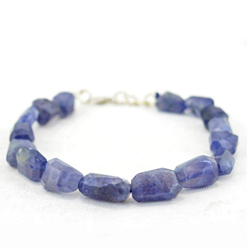 gemsmore:Natural Untreated Blue Tanzanite Bracelet Faceted Beads