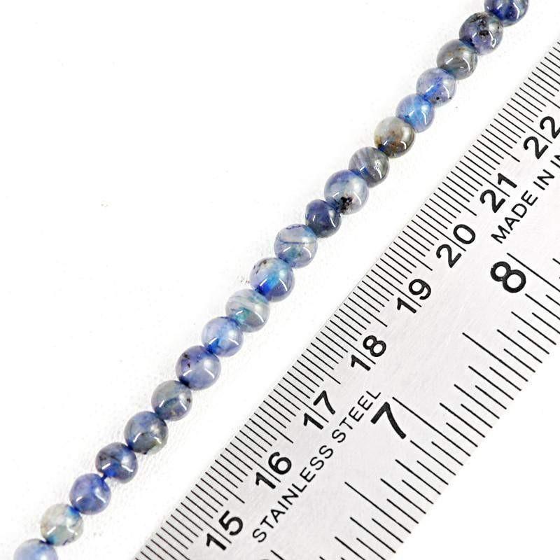 gemsmore:Natural Untreated Blue Tanzanite Round Shape Beads Strand