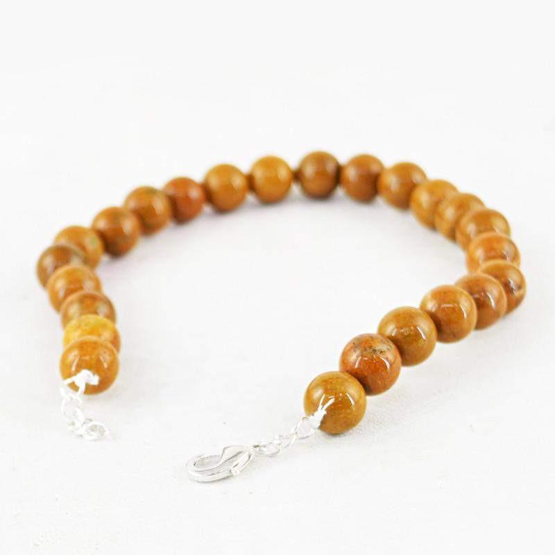 gemsmore:Natural Untreated Brown Jasper Bracelet Round Shape Beads