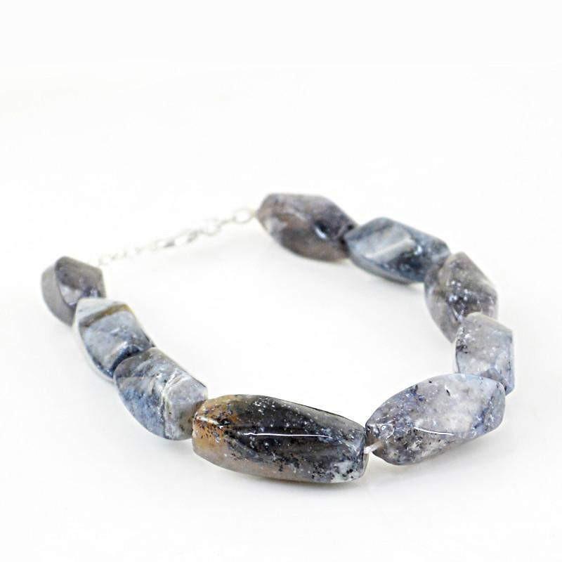 gemsmore:Natural Untreated Dendrite Opal Bracelet Faceted Beads
