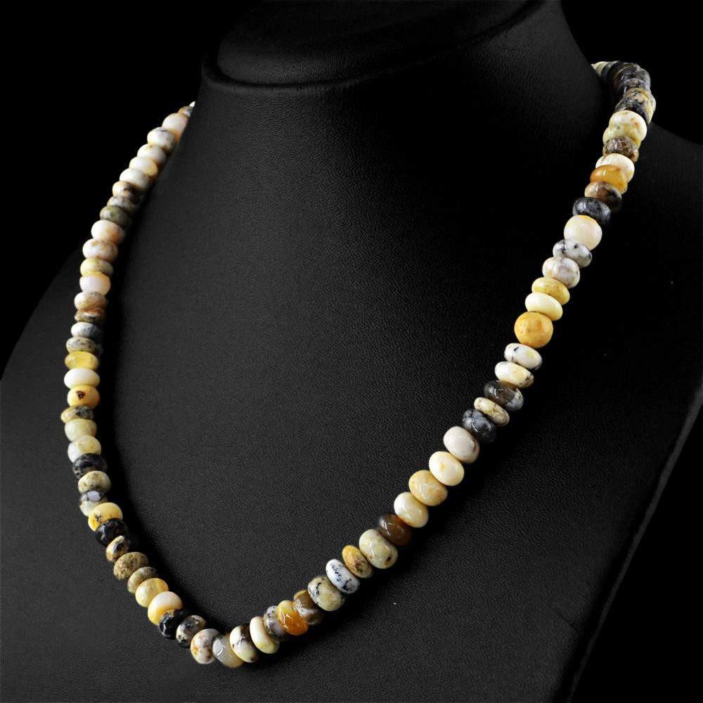 gemsmore:Natural Untreated Dendrite Opal Necklace Round Shape Beads Necklace