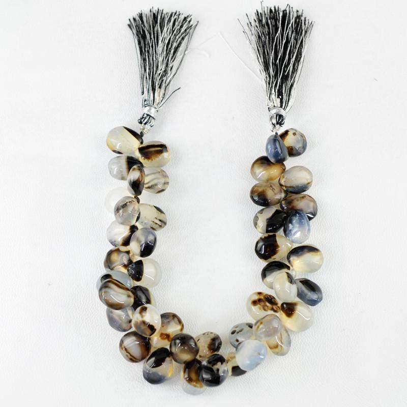 gemsmore:Natural Untreated Drilled Black Onyx Beads Strand