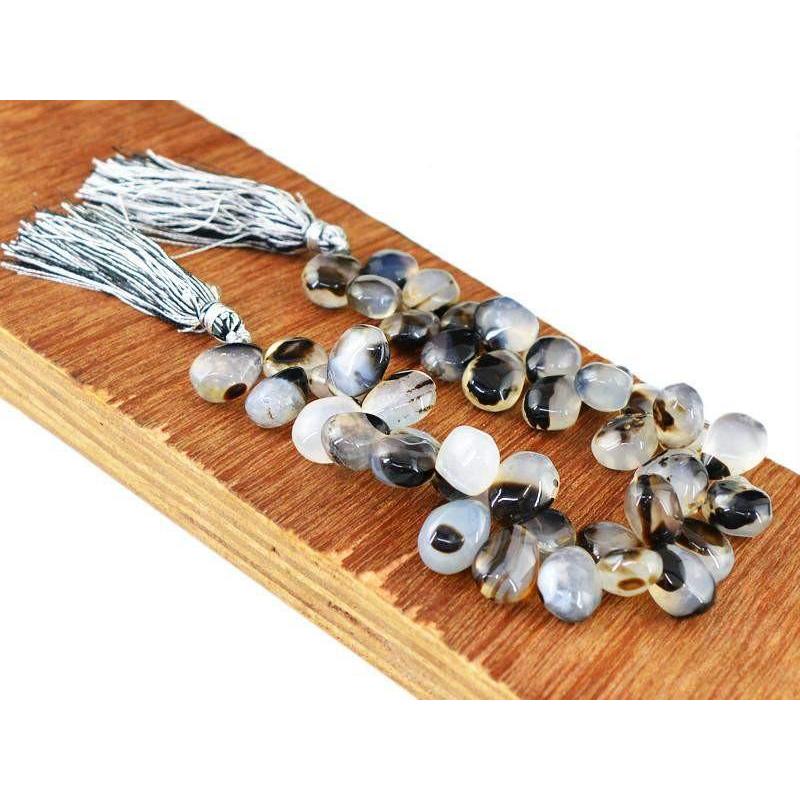gemsmore:Natural Untreated Drilled Black Onyx Beads Strand