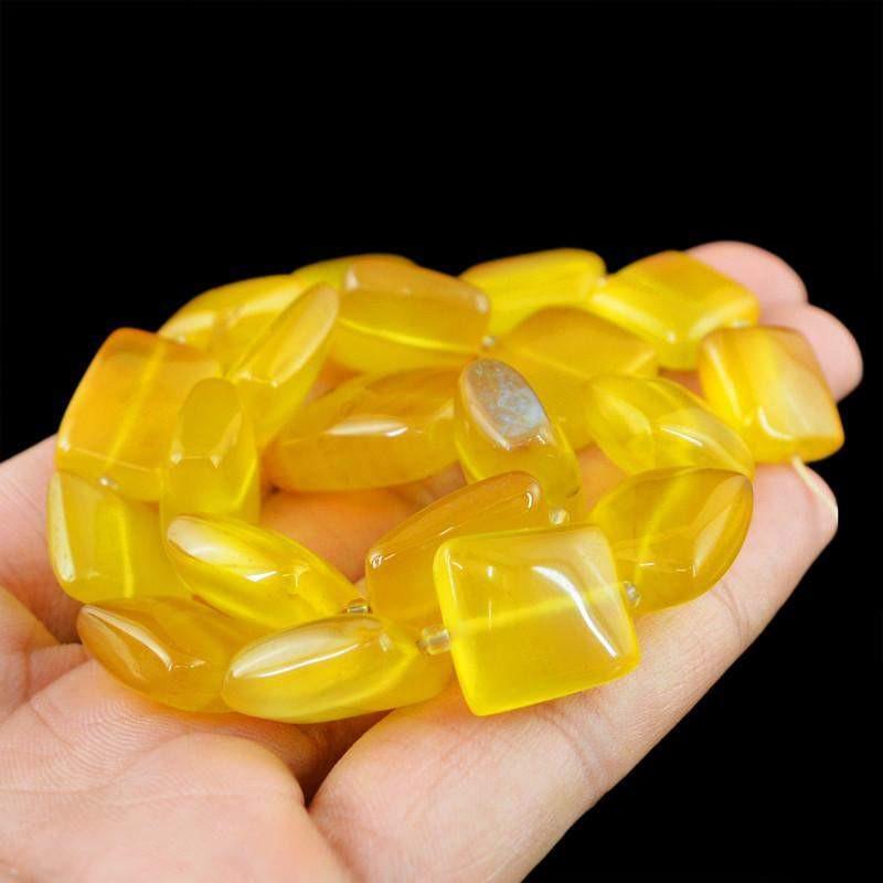 gemsmore:Natural Untreated Drilled Yellow Onyx Beads Strand