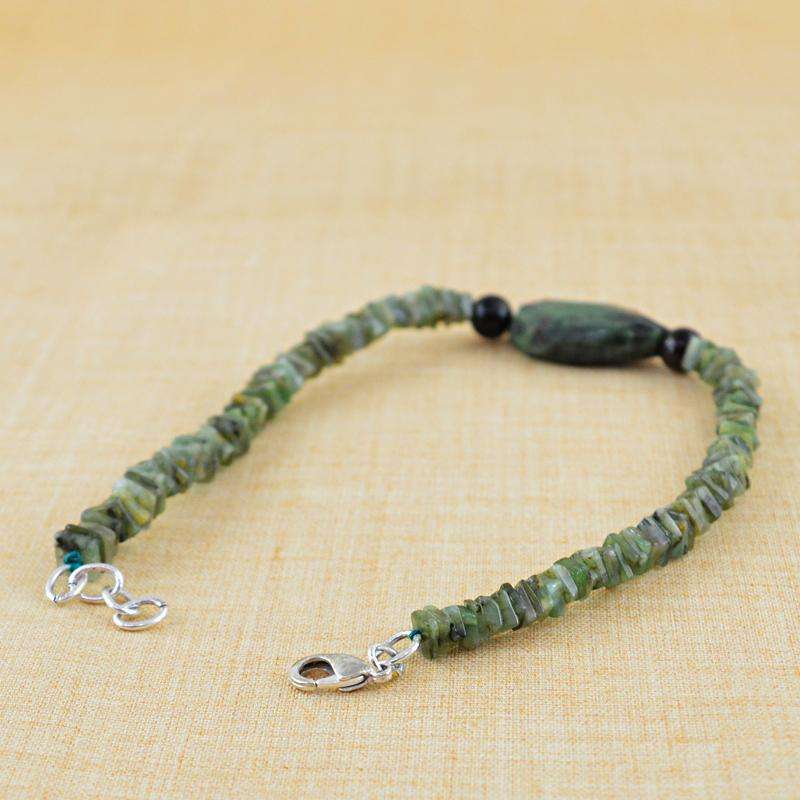 gemsmore:Natural Untreated Emerald & Ruby Ziosite Beads Bracelet