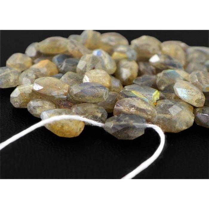 gemsmore:Natural Untreated Golden Flash Labradorite Faceted Drilled Beads Lot