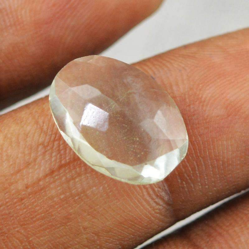 gemsmore:Natural Untreated Green Amethyst Gemstone Faceted Oval Shape