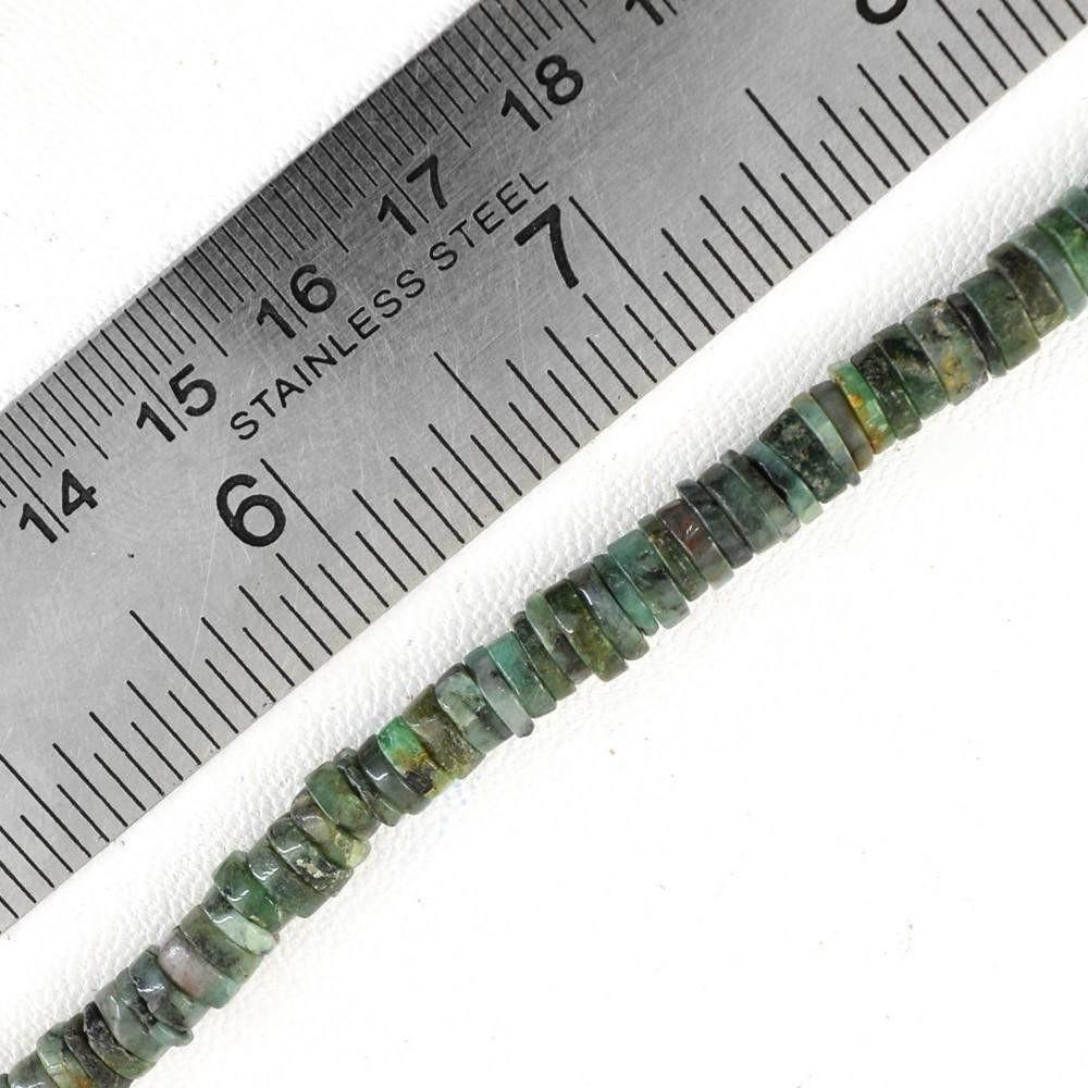 gemsmore:Natural Untreated Green Emerald Round Beads Strand