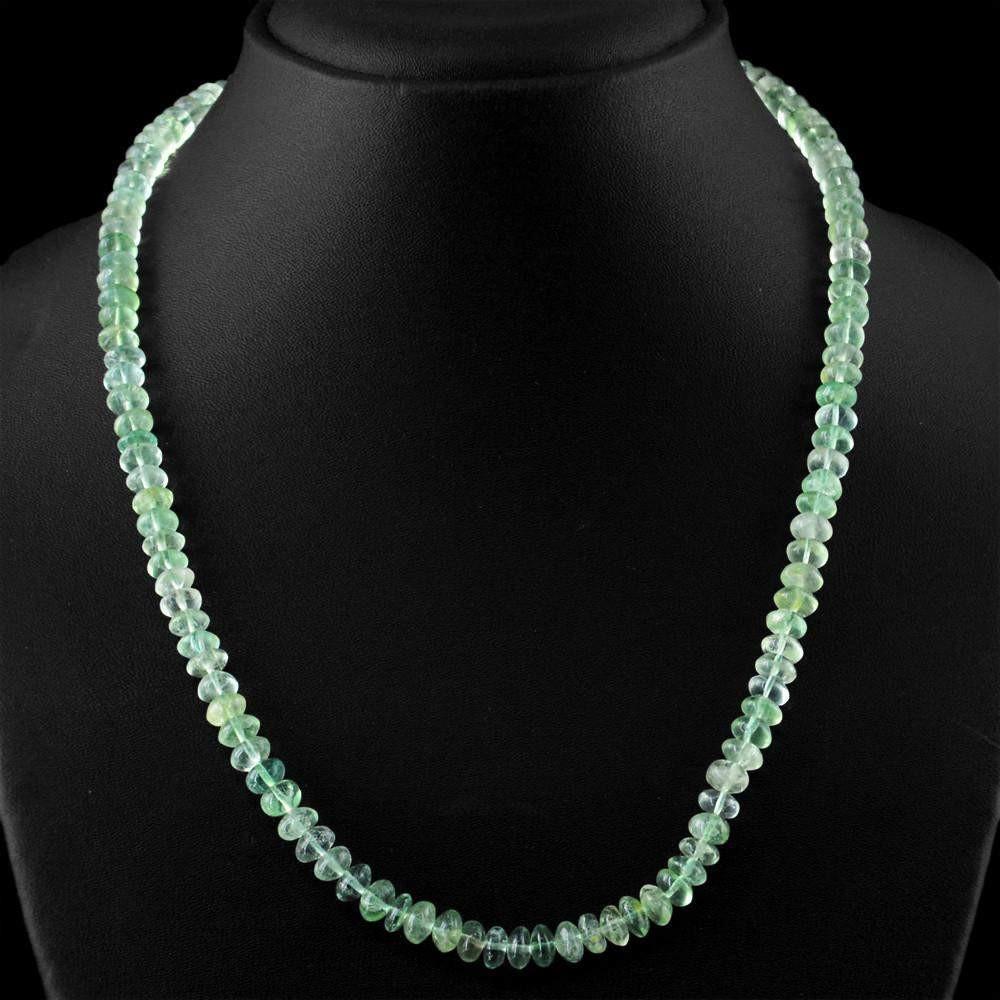 gemsmore:Natural Untreated Green Fluorite Necklace Round Shape Beads