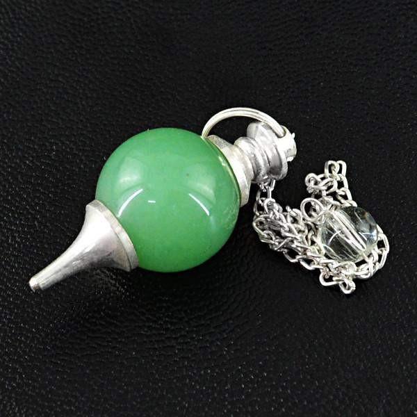 gemsmore:Natural Untreated Green Jade Healing Pendulum