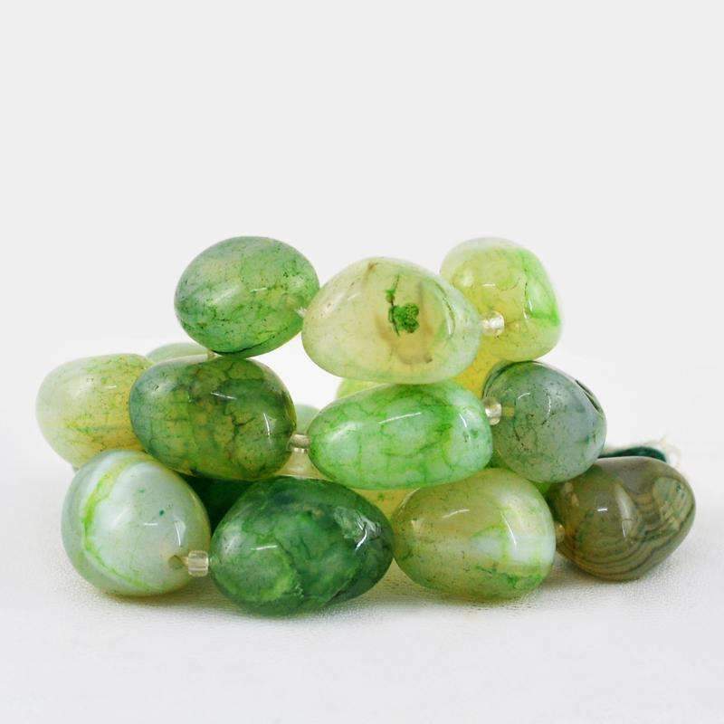 gemsmore:Natural Untreated Green Onyx Beads Strand - Drilled