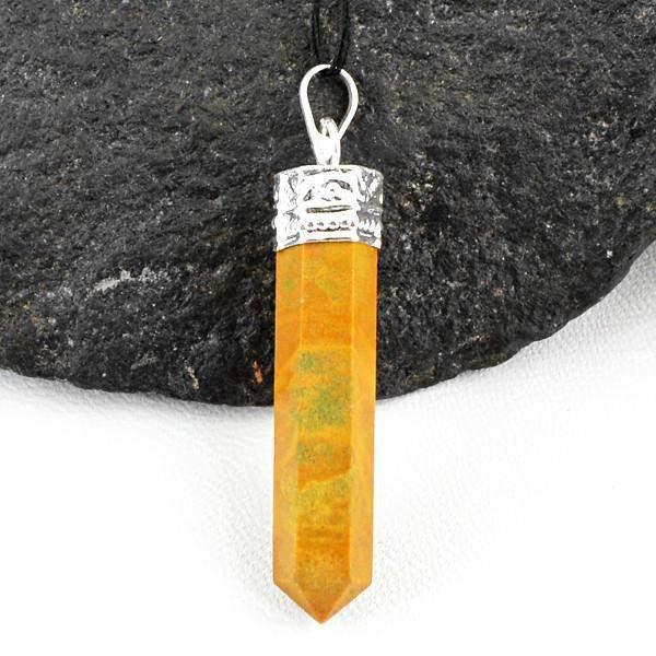 gemsmore:Natural Untreated Jasper Crystal Healing Point Pendant