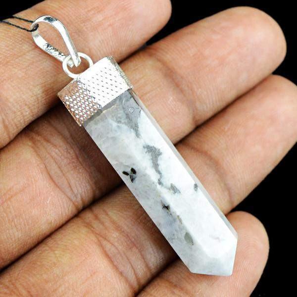 gemsmore:Natural Untreated Moonstone Crystal Healing Point Pendant