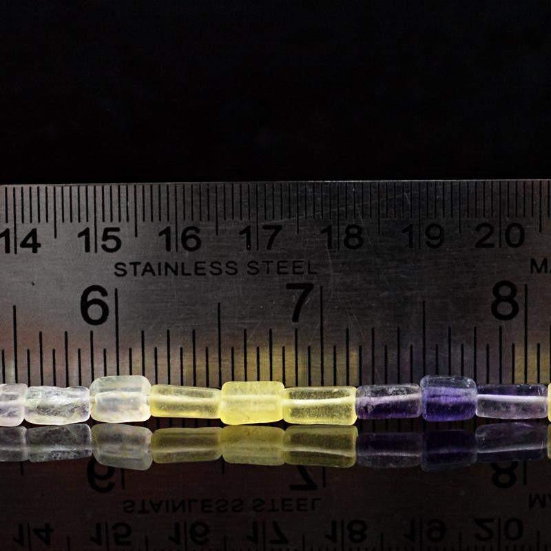 gemsmore:Natural Untreated Multicolor Fluorite Beads Strand