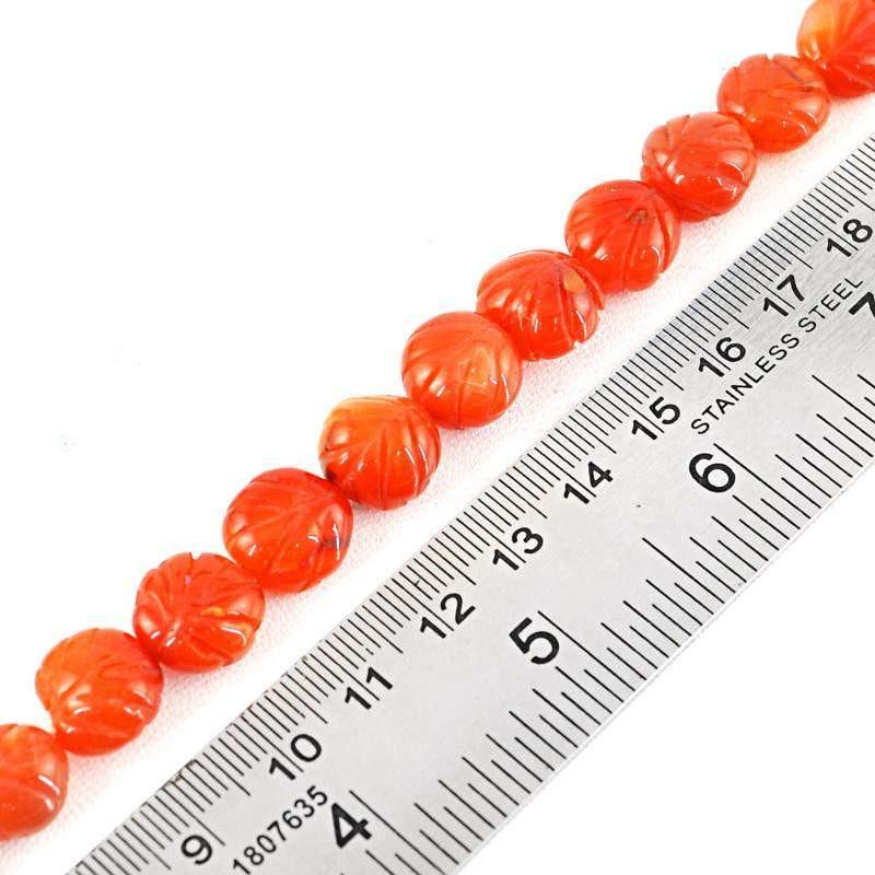 gemsmore:Natural Untreated Orange Carnelian Carved Beads Strand