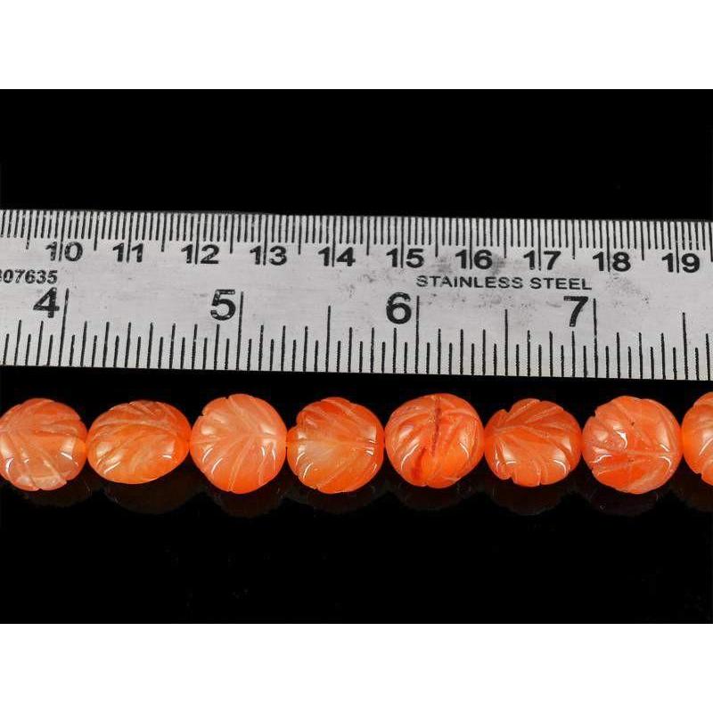 gemsmore:Natural Untreated Orange Carnelian Carved Beads Strand