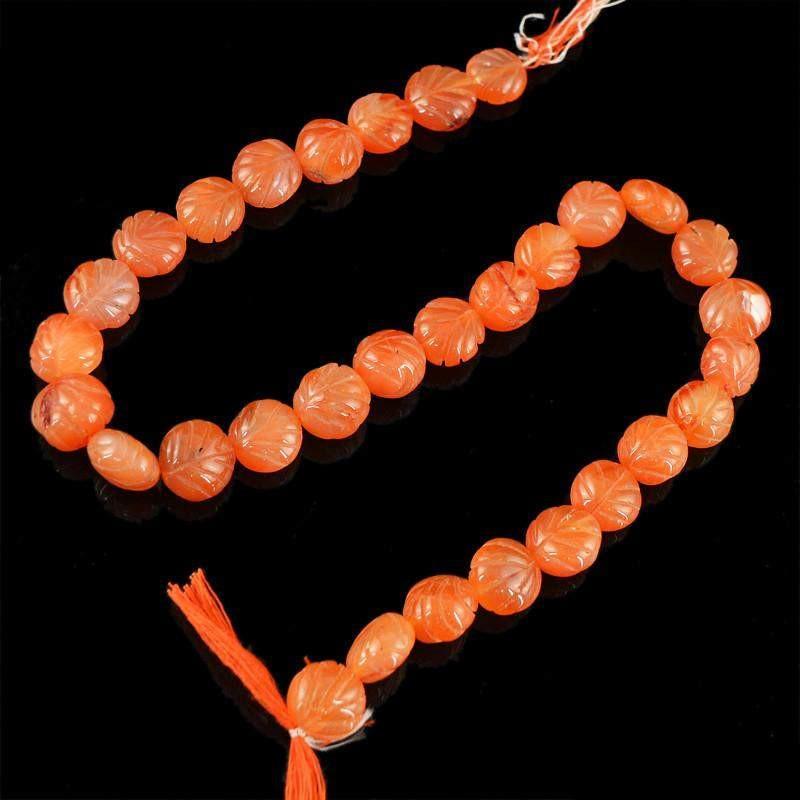 gemsmore:Natural Untreated Orange Carnelian Carved Beads Strand