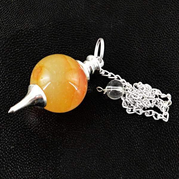 gemsmore:Natural Untreated Orange Onyx Healing Pendulum