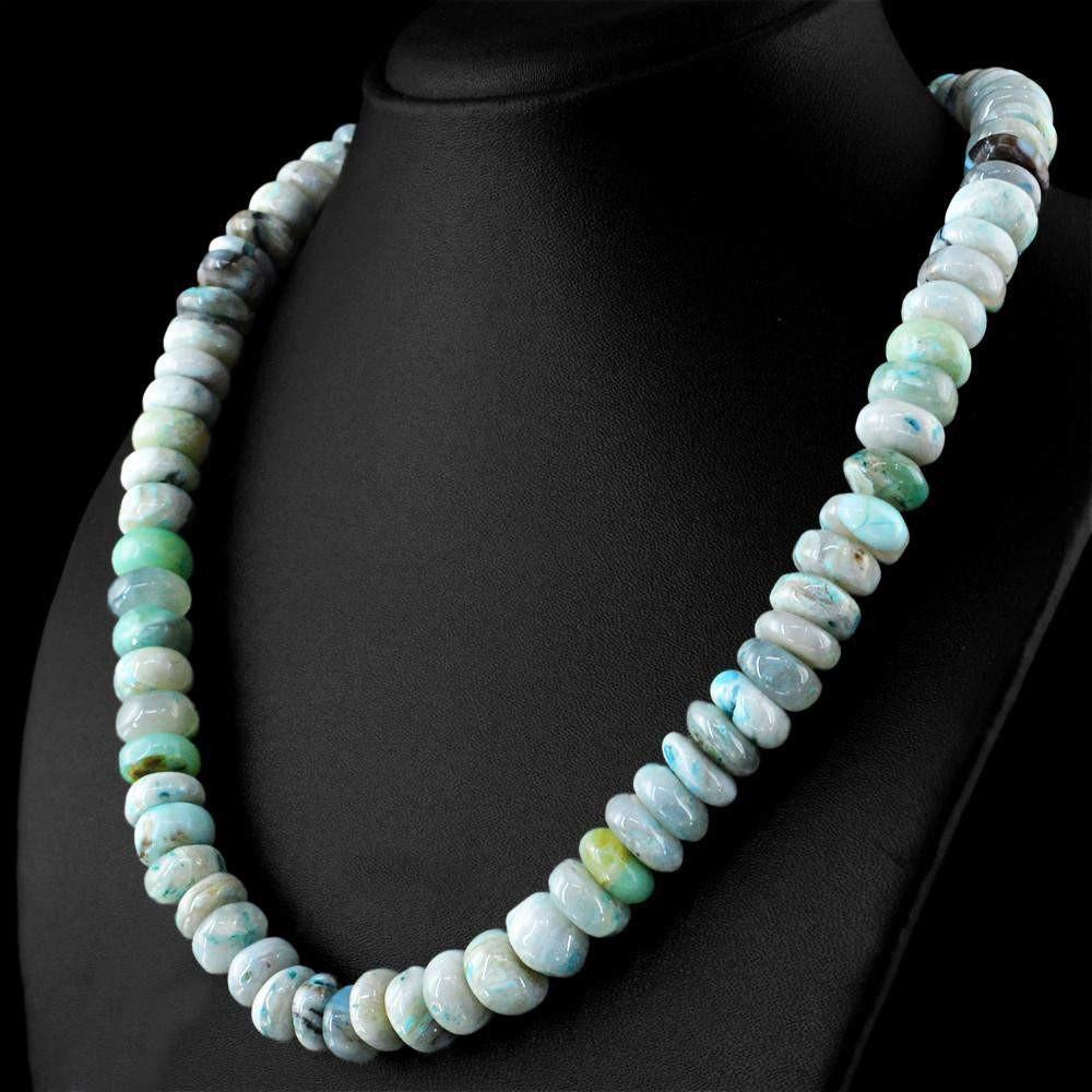 gemsmore:Natural Untreated Peruvian Opal Necklace Round Shape Beads