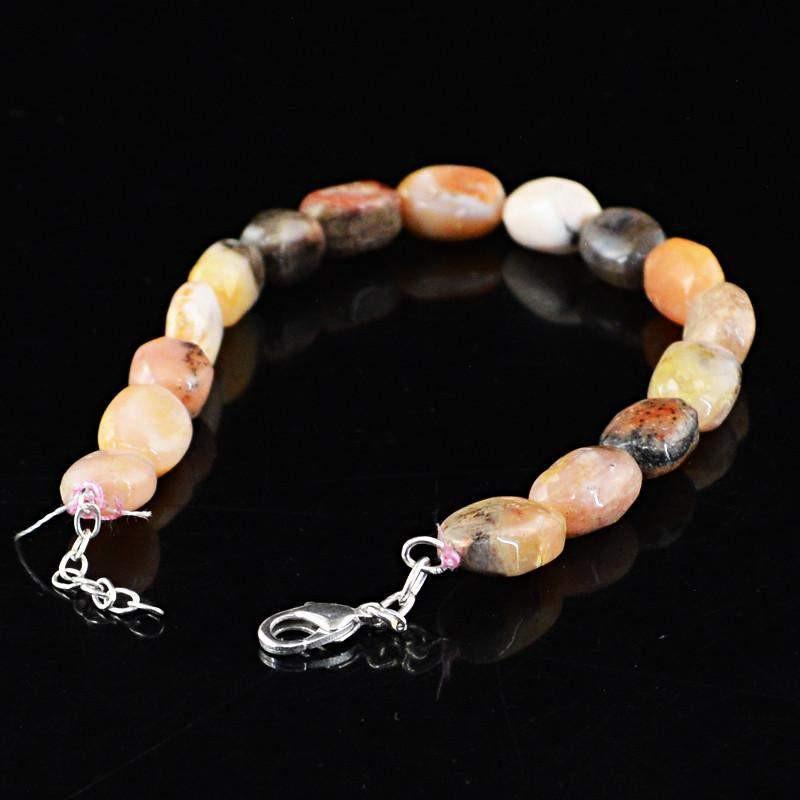 gemsmore:Natural Untreated Pink Australian Opal Bracelet Oval Shape Beads