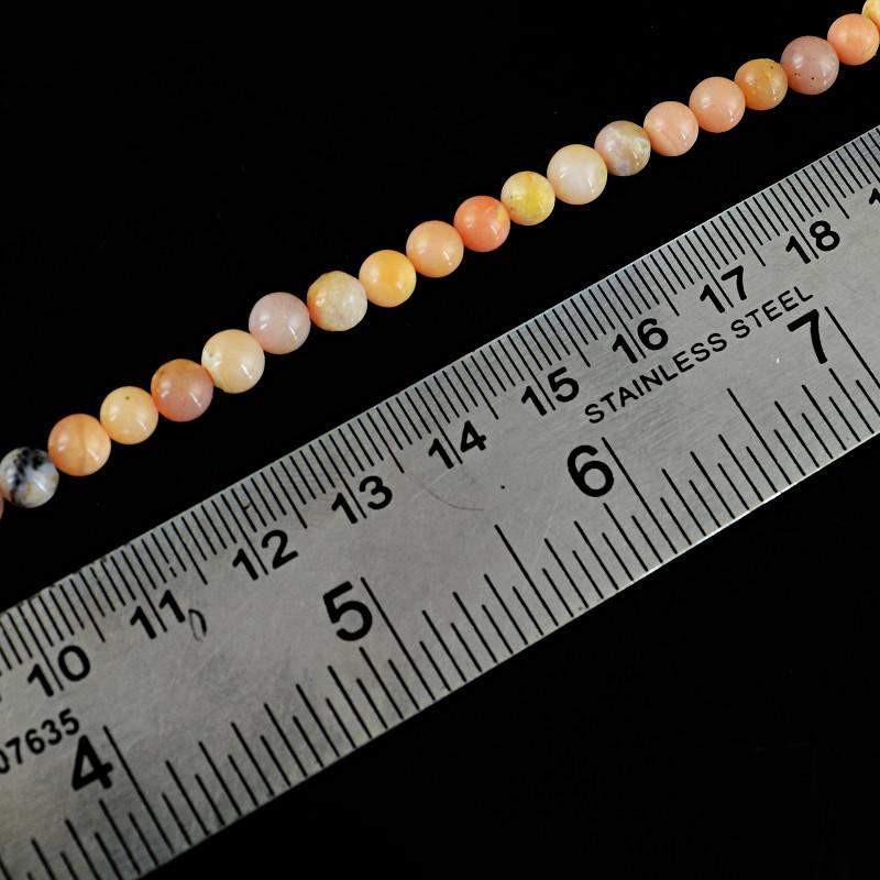 gemsmore:Natural Untreated Pink Australian Opal Strand Drilled Round Beads