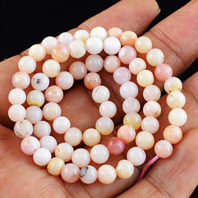 gemsmore:Natural Untreated Pink Australian Opal Strand Drilled Round Beads
