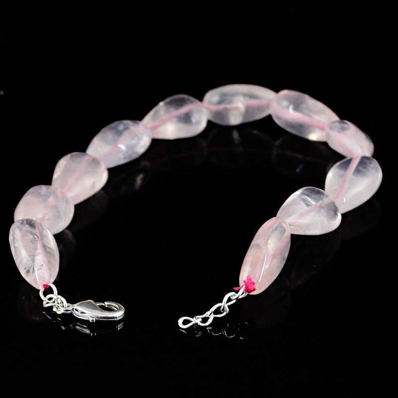 gemsmore:Natural Untreated Pink Rose Quartz Bracelet Pear Shape Beads