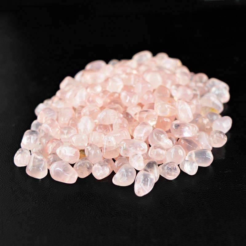 gemsmore:Natural Untreated Pink Rose Quartz Drilled Beads Lot