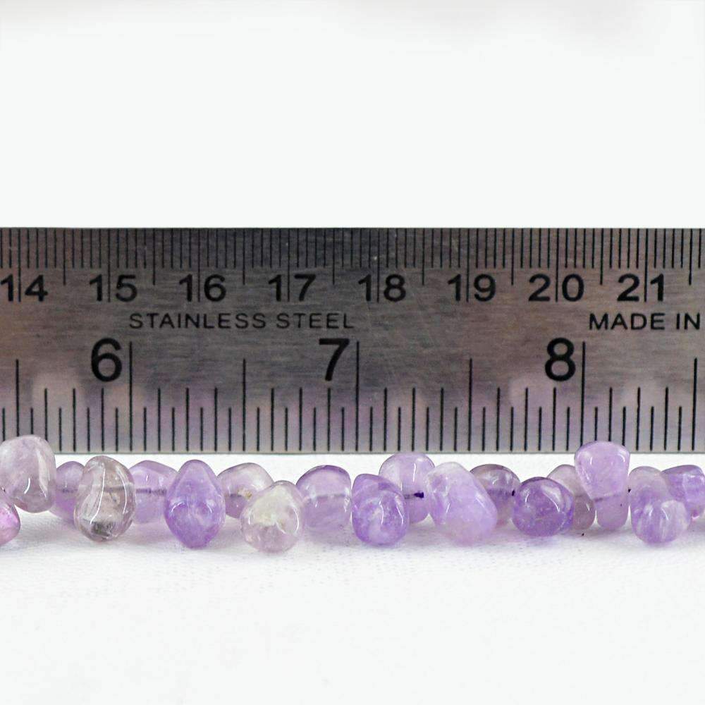 gemsmore:Natural Untreated Purple Amethyst Drilled Beads Strand