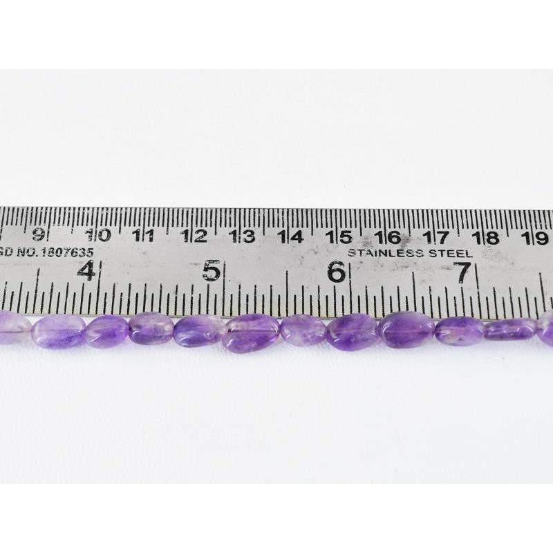 gemsmore:Natural Untreated Purple Amethyst Oval Shape Beads Strand