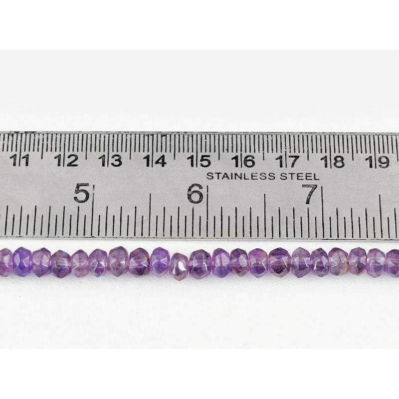gemsmore:Natural Untreated Purple Amethyst Round Cut Beads Strand